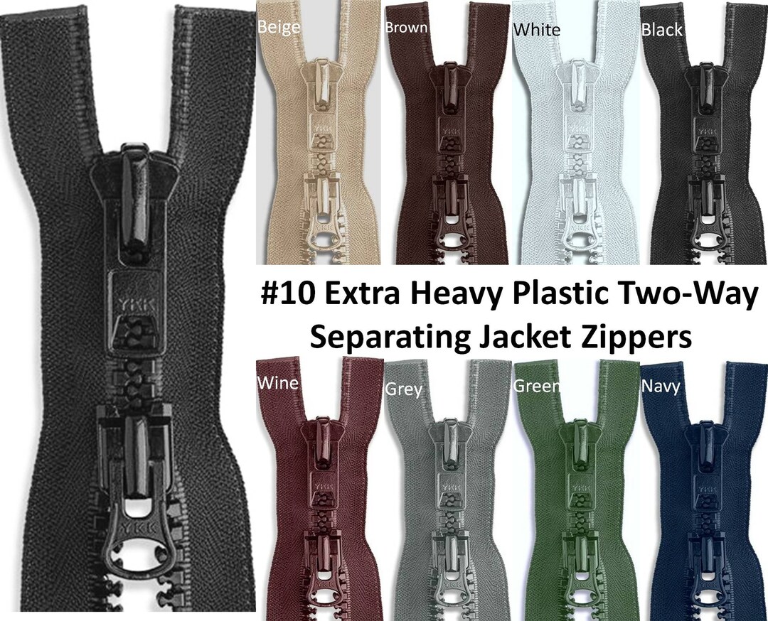 2way 10 Molded Plastic Jacket Zippers Dual Extra Heavy Plastic Zippers