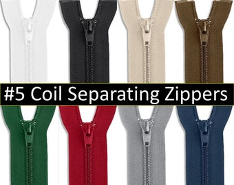 Nylon Coil #5 Separating Jacket/Sweater Zippers | Separating Coat/Parkas Coil Zipper | Separating Sportswear/hoodies Coil Zipper