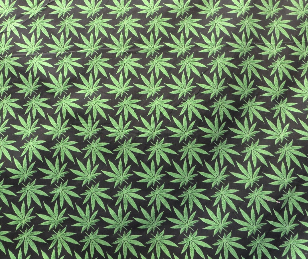 Black and Green Cannabis Marijuana Print Fabric by the Yard - Etsy