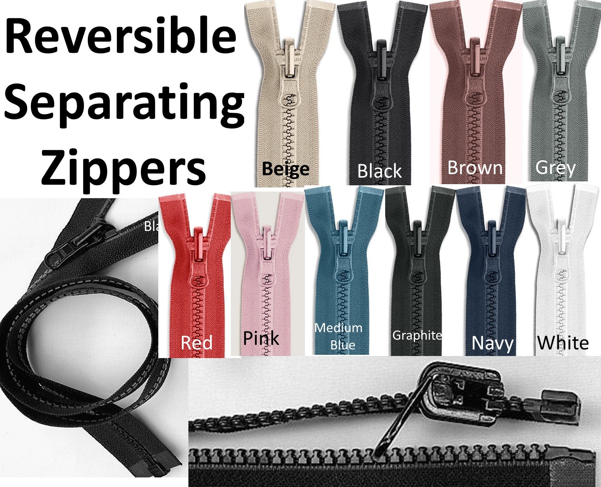 190PCS zippers for jackets Zipper Zipper Sliders Zipper Pullers Zipper  Slider