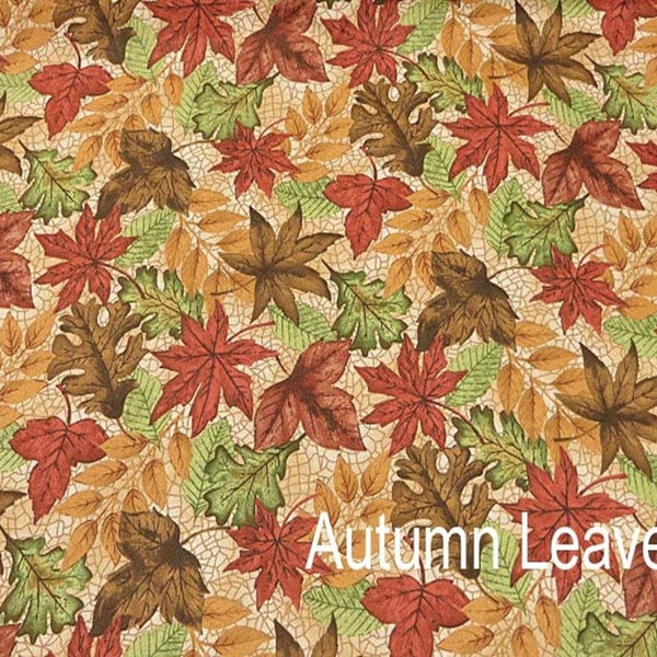 Autumn Leaves Cotton Print Fabric by the yard