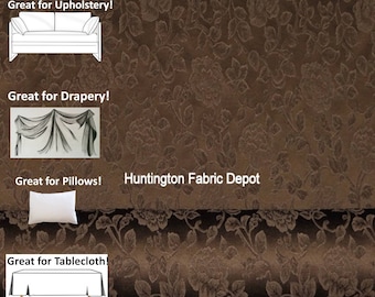 Chocolate/Dark Brown Home Decor Fabric | Design Floral Vine | Upholstery Fabric | Drapery Fabric | Pillow Fabric | Tablecloth Fabric