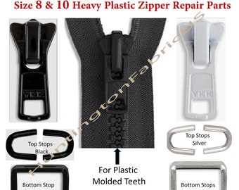 Zipper Sliders for Heavy Size 8 and 10 Plastic Zippers | Zipper Stops for Heavy Size 8 and 10 Plastic Zippers