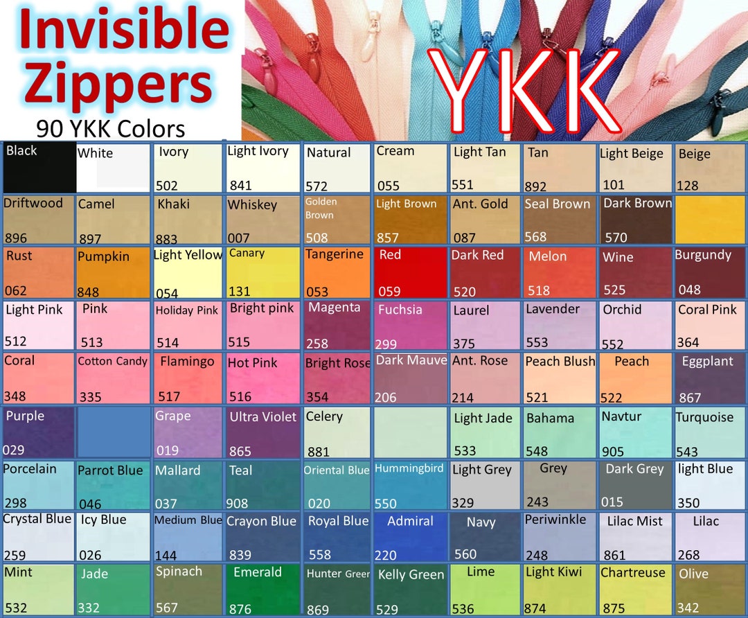 Invisible Zippers Concealed Zippers 95 Colors Etsy Australia