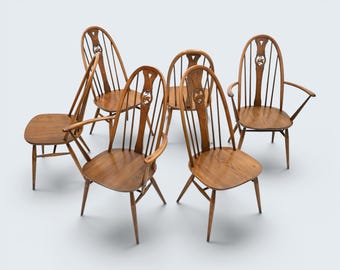 6 Ercol Swan Bow Back Dining Chairs Golden Dawn Finish FREE UK Delivery*