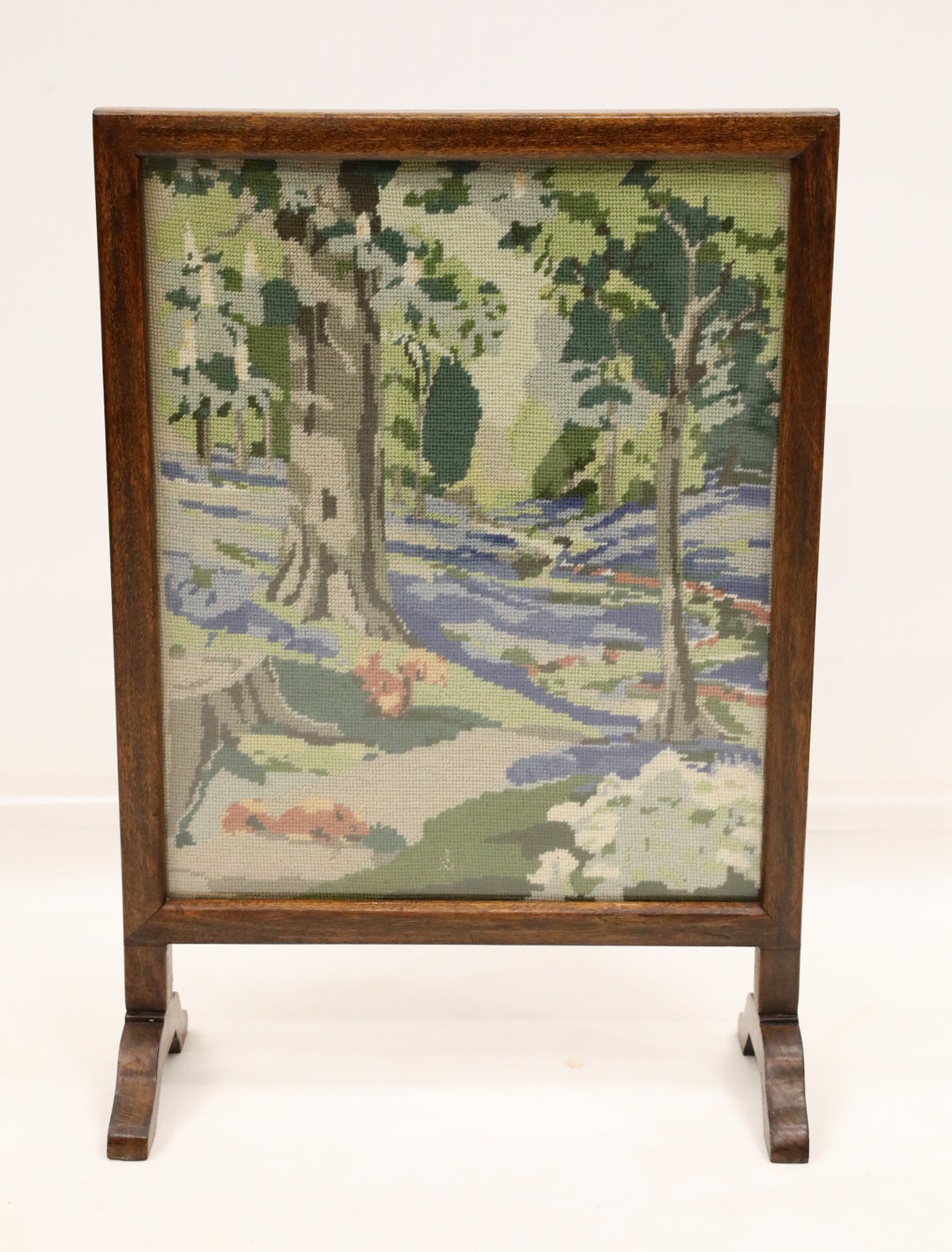 Embroidered Vintage Fire Screen Early 1920s Woodland Free Etsy UK