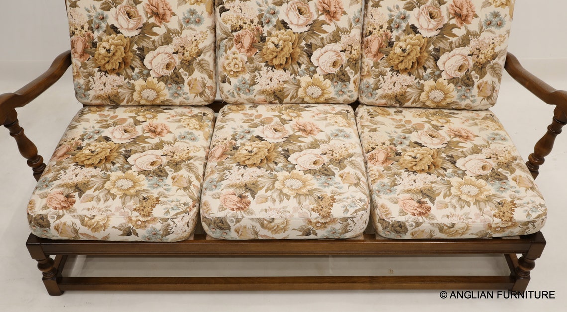 Ercol Yorkshire 3 Seater Sofa Floral Upholstery Golden Dawn Etsy
