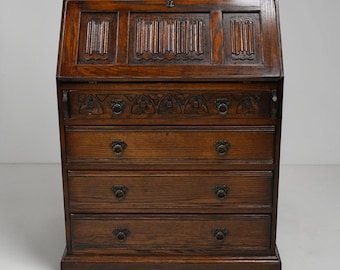 Old Charm Bureau Desk Micro Office Tudor Brown Fitted Interior FREE Delivery