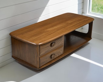 Ercol Minerva Coffee Table On Casters 2 Drawers Golden Dawn EXC FREE UK Delivery