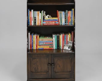 Ercol Old Colonial Waterfall Bookcase 2 Shelves Dark Finish FREE UK Delivery
