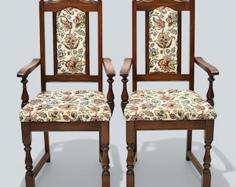 2 Old Charm Dining Chairs Carvers Solid Oak Tudor Brown Trellis FREE UK Delivery