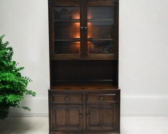 Ercol Mural Display Cabinet Wall Unit Solid Elm Dark Finish FREE UK Delivery