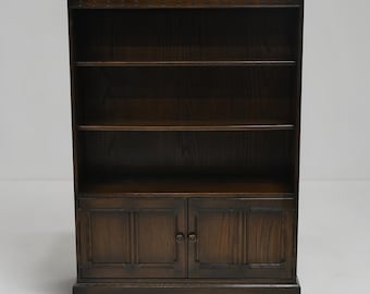 Ercol Wide Medium Bookcase 2 Shelves Cupboard Dark Finish FREE UK Delivery*