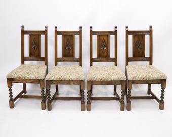 4 Yorke Old Charm Dining Chairs Including Tonwell Rose Fabric FREE UK Delivery