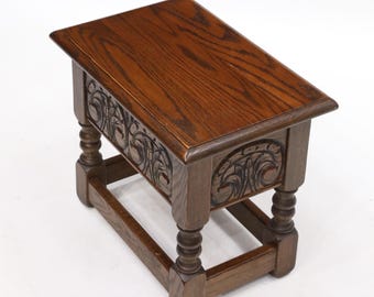 Old Charm Oak Slipper Box Footstool Joint Stool Tudor Brown Finish Free Delivery