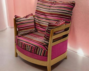 Ercol Pink Easy Chair Genuine Ercol Upholstery Light Blonde Finish FREE Delivery