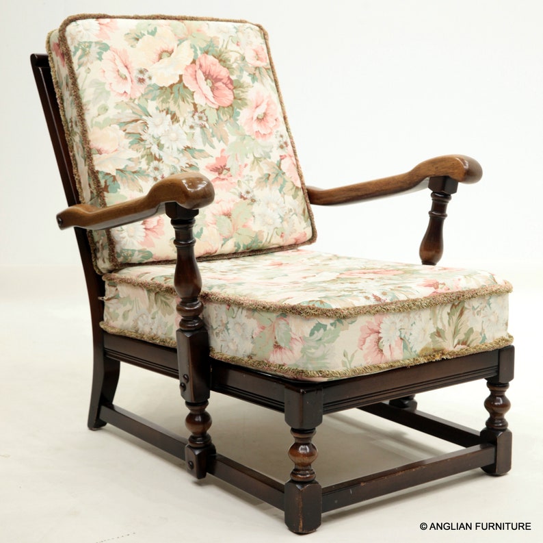 Ercol Easychair Low Armchair Floral Upholstery FREE UK Etsy