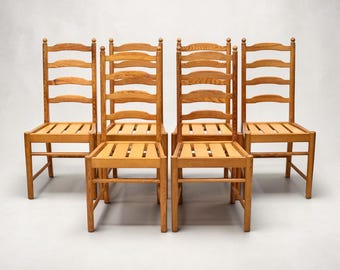 6 Ercol Pine Dining Chairs Model 641 Ladderback Vintage Retro FREE UK Delivery*