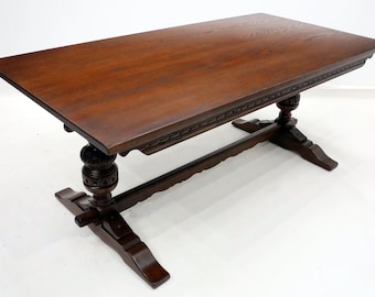Old Charm Solid Oak Dining Table Seats 8 Places Tudor Brown FREE UK Delivery