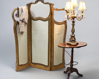 Victorian Guilt Edge Privacy/Dressing Screen Silk Effect 1890s FREE UK Delivery*