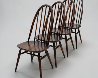 4 Ercol Dining Chairs Quaker Bow Back Retro Traditional Finish FREE UK Delivery*