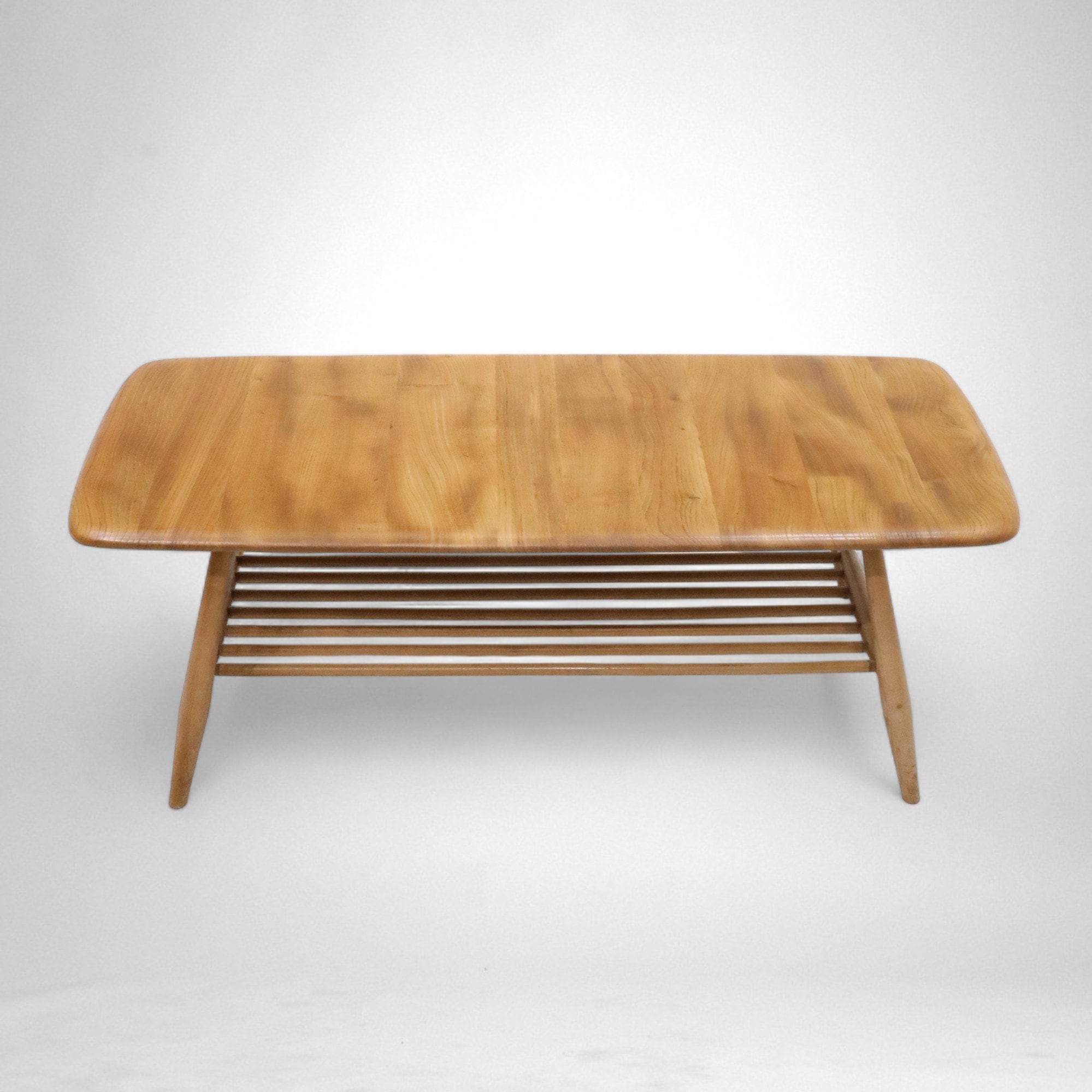 Ercol Occasional Coffee Table With Magazine Rails Solid Elm Top FREE UK ...