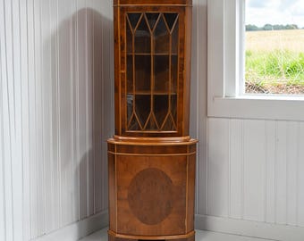 Georgian Style Corner Display Cabinet with Cupboard Glass Door FREE UK Delivery*