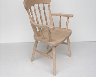 New solid beech spindle back farmhouse carver dining chairs.
