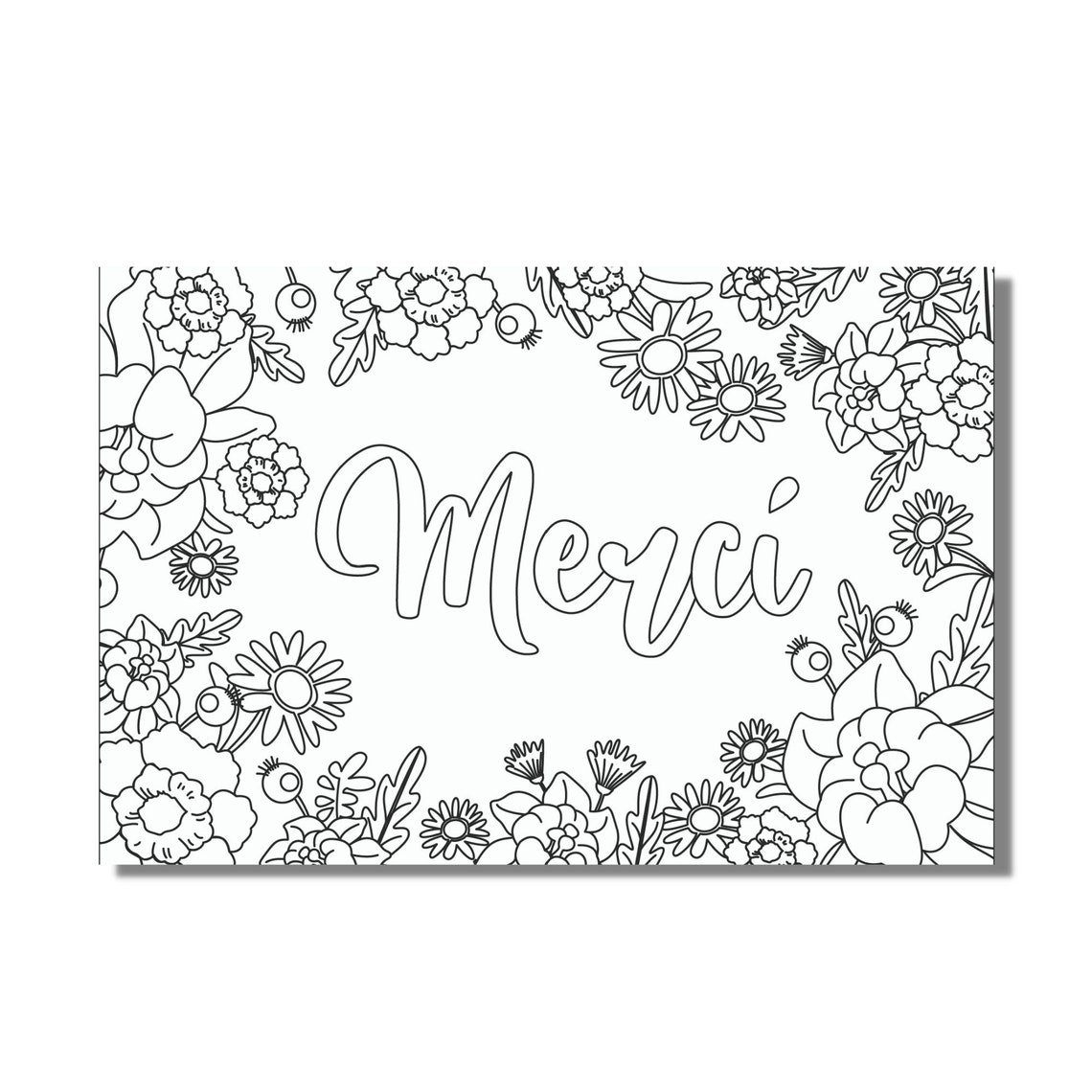 Coloriage à Imprimer Merci Maitresse MERCI COLORIAGE Carte de correspondance pour la fin | Etsy