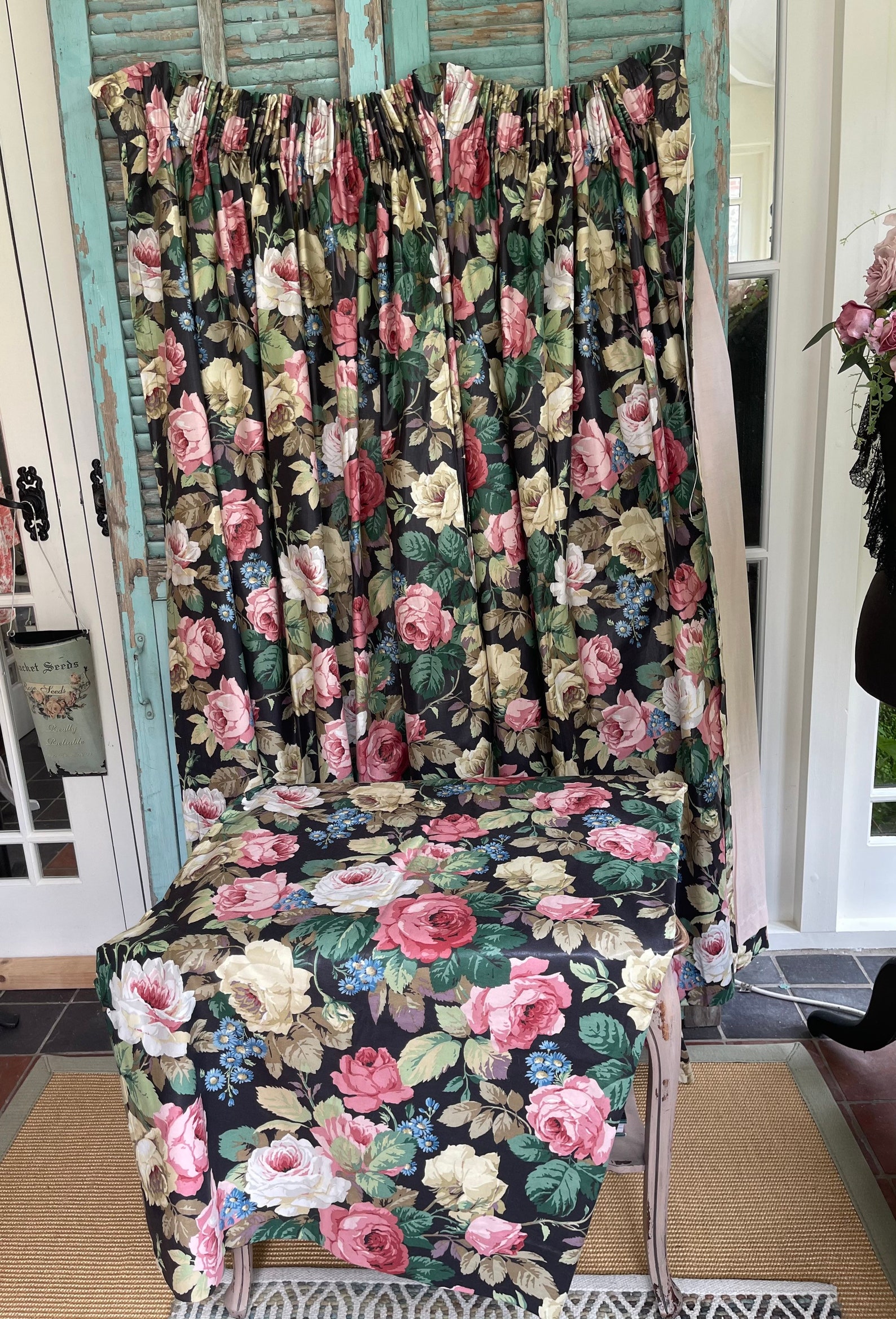 SANDERSON CHELSEA BLACK Vintage Curtains Etsy