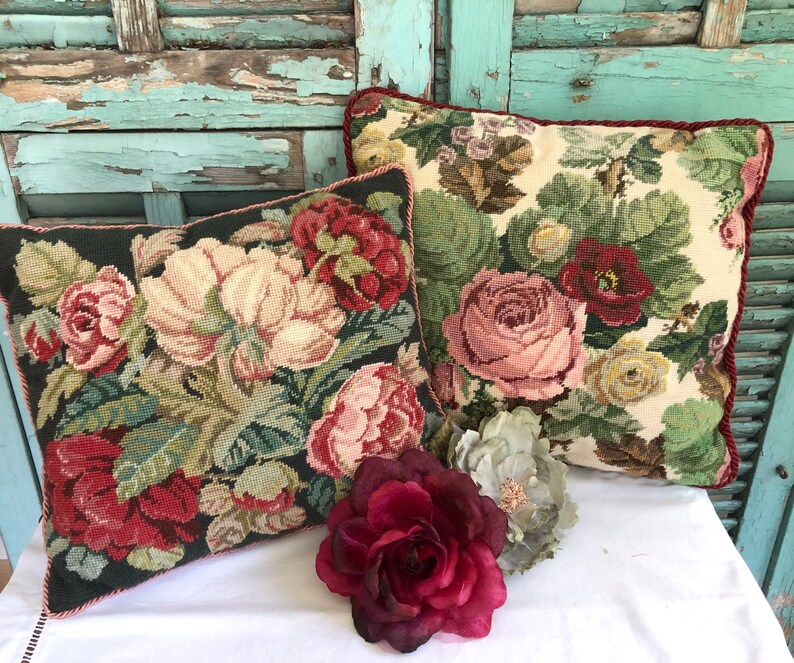 EHRMAN TAPESTRY Berlin ROSES Needlepoint Cushion Pillow Etsy