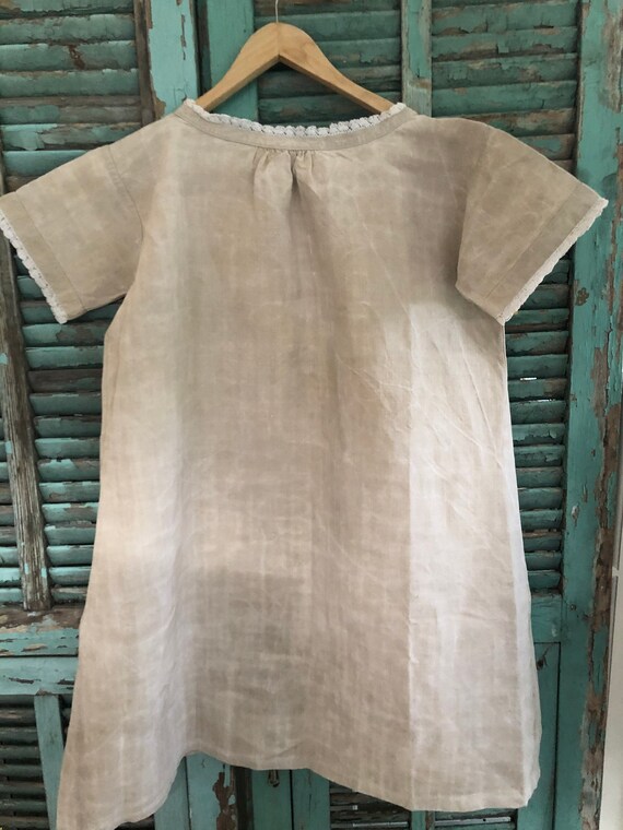 ANTIQUE FRENCH NIGHTSHIRT Linen Chemise - image 4