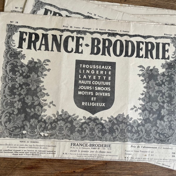 1950s FRENCH EMBROIDERY PATTERNS Vintage