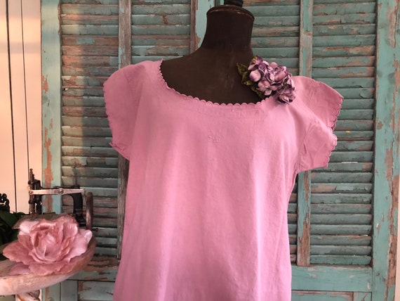 PINK ANTIQUE FRENCH Linen Chemise