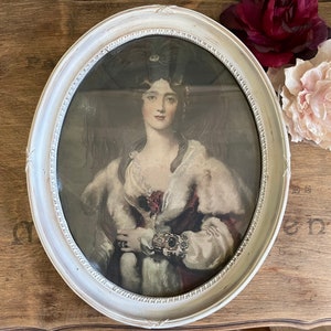 ENGRAVING Oval LADY PORTRAIT