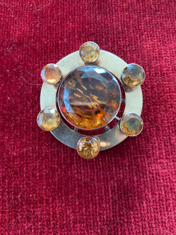 Victorian Scottish Brooch with large citrine stone