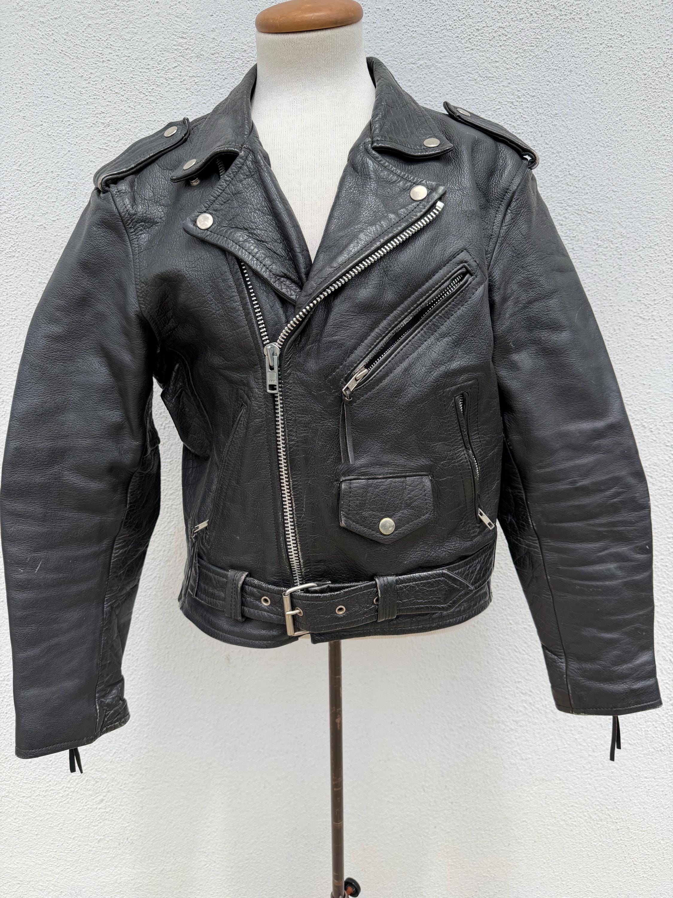 Cropped Black Leather 90s Jacket - Etsy