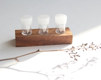 Tintenminis-Set: Halter aus Holz mit 2 oder 3 Döschen, Pipette / DinkyDips