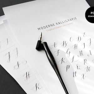 Moderne Kalligrafie / Großbuchstaben-Übungsheft / Guide (deutsch) / PDF-Download