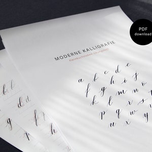 Moderne Kalligrafie / Kleinbuchstaben-Übungsheft / Guide (deutsch) / PDF-Download