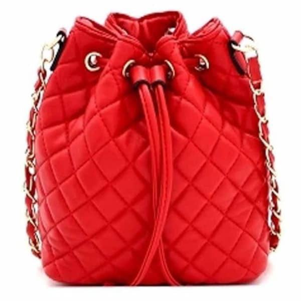 Quilted Drawstring Bucket Crossbody Bag