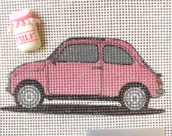 Toile vintage rose Fiat pour broderie