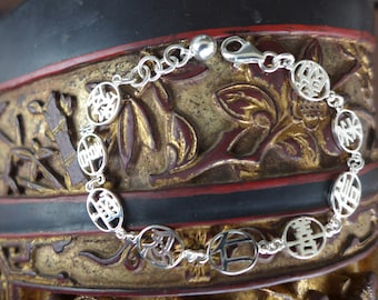 Sterling silver Christian bracelet/handcrafted Fruit of the Spirit in Chinese characters/Bible-inspired