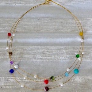 Revelations Holy City Heavenly Jewels 3-strand string Necklace /semi-precious gem-stones, pearls/Bible-inspired