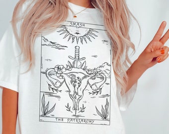 Tarot Camisa Tarot Carta Camisa Mística Camisa Celestial Camisa Bruja Tarot Ropa Astrología Camisa Feminista Aplastar el patriarcado
