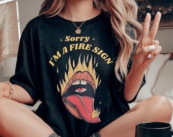 Fire Sign Shirt, Zodiac Sign T-shirt, Astrology Tee, Leo Shirt, Aries Shirt, Sagittarius Shirt, Retro zodiac Tee, Vintage feel shirt