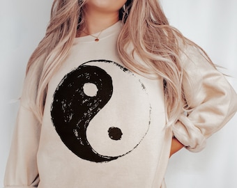 Yin Yang Sweatshirt Mental Health Crewneck Positive Sweatshirt Aesthetic Clothes Spiritual Sweatshirt Yin and Yang Sweatshirt