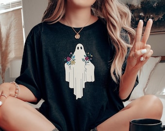 Floral Ghost Shirt Retro Halloween shirt Vintage Ghost Halloween Shirt Retro Fall Shirt Fall Shirt Spooky Season Shirt Witch Shirt