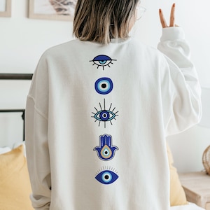 Evil Eye Sweatshirt All Seeing Eye Witchy Sweatshirt Preppy Sweatshirt Hamsa Sweatshirt Trendy Clothes Aesthetic Clothes Manifestation Top