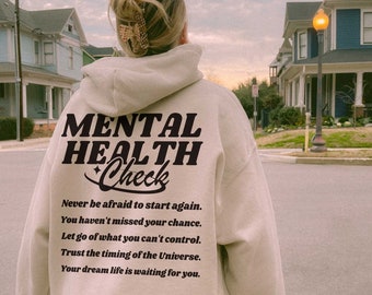 Mental Health Check Hoodie Mental Health Hoodie Retro Hoodie Aesthetic Hoodie Self Growth Hoodie Positive Hoodie Therapy Hoodie